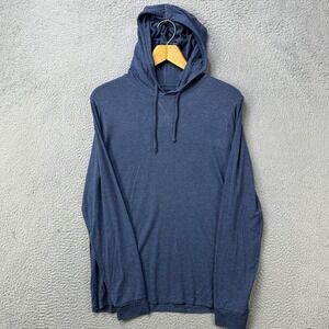 MeUndies Mens Medium Blue Sweatshirt Hoodie Blue Drawstring Stretch Pullover EUC